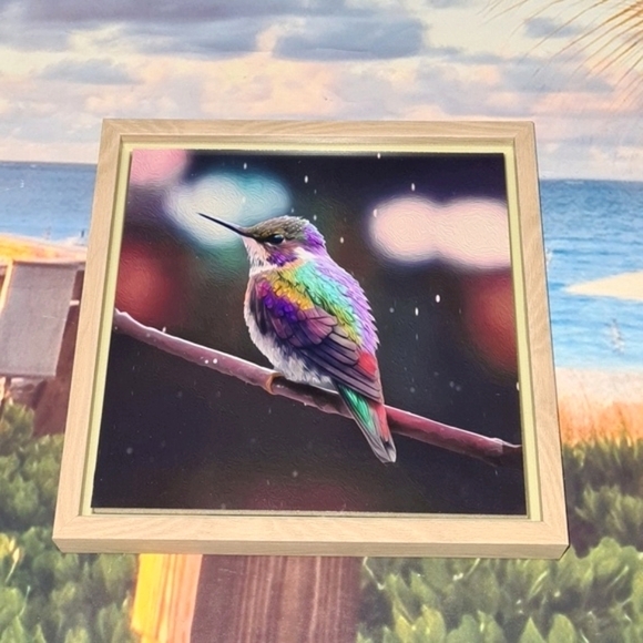 Hummingbird Fantasy‎ Wall Art Watercolor Oil Painting Framed Print - Picture 1 of 5